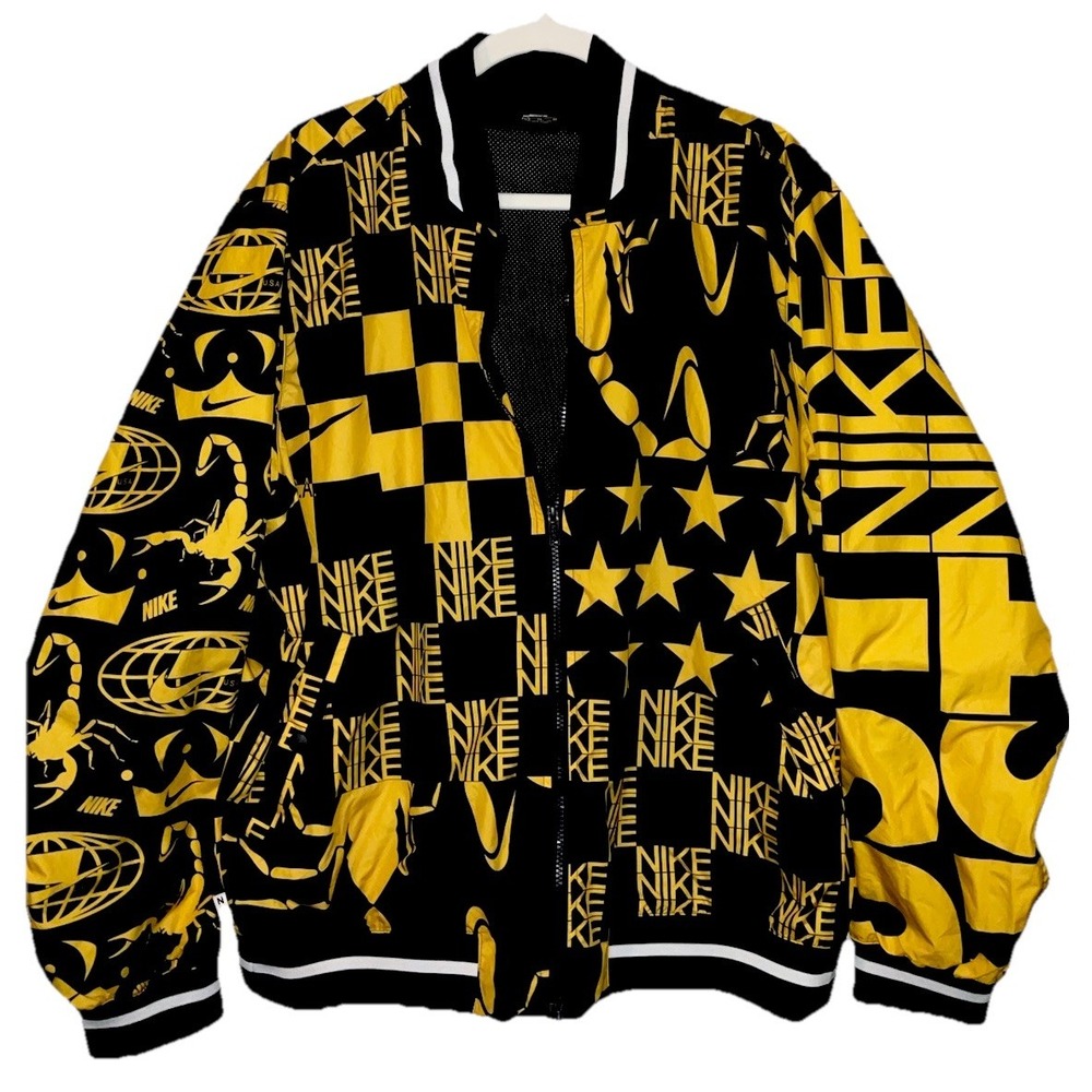 Nike Men's Bold Black and Yellow Windbreaker